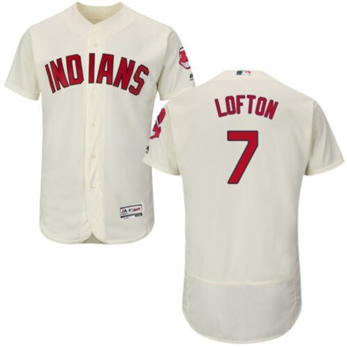68634e6e8b5fe_1 indians #7 Kenny Lofton Cream Flexbase Authentic Collection Stitched MLB Jersey