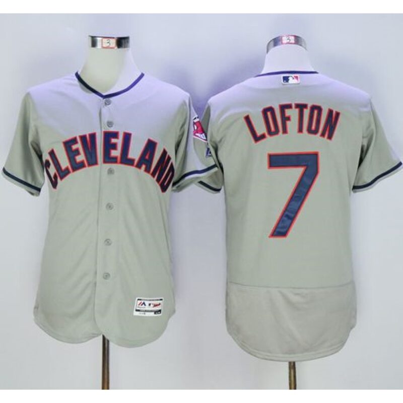 68634e7b89f7f_1 indians #7 Kenny Lofton Grey Flexbase Authentic Collection Stitched MLB Jersey