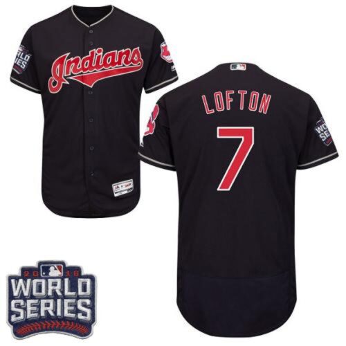 68634e829cd9e_1 indians #7 Kenny Lofton Navy Blue Flexbase Authentic Collection 2016 World Series Bound Stitched MLB Jersey