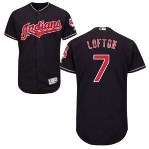 68634e85e478d_1 indians #7 Kenny Lofton Navy Blue Flexbase Authentic Collection Stitched MLB Jersey