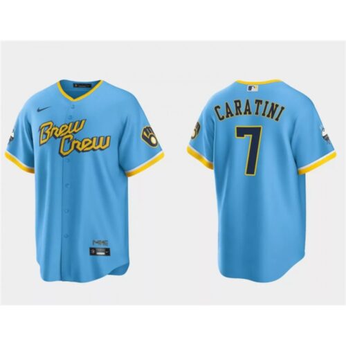 68634ea089386_1 Men's Milwaukee Brewers #7 Victor Caratini Powder Blue 2022 City Connect Cool Base Stitched Jersey