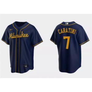 68634ead07516_1 Men's Milwaukee Brewers #7 Victor Caratini Navy Cool Base Stitched Jersey
