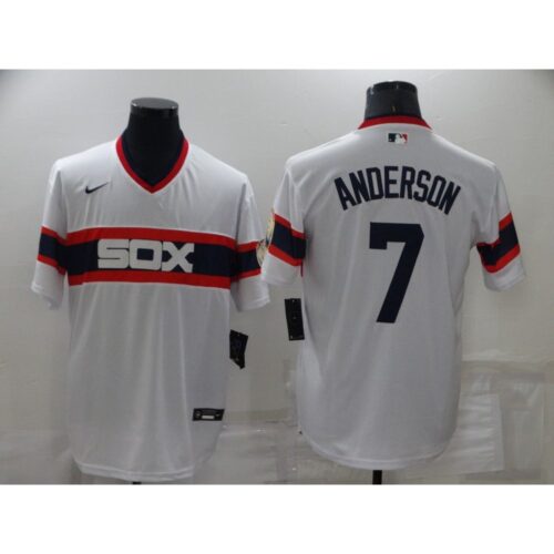 68634ee2d21c5_1 Men's Chicago White Sox #7 Tim Anderson Throwback Cool Base Stitched Jersey