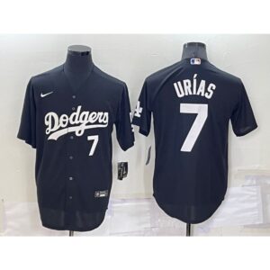 68634f0297702_1 Men's Los Angeles Dodgers #7 Julio Urias Black Cool Base Stitched Jersey