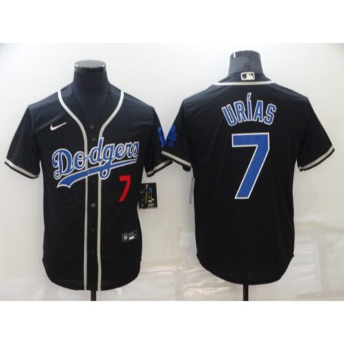 68634f06f32c5_1 Men's Los Angeles Dodgers #7 Julio Urias Black Cool Base Stitched Baseball Jersey
