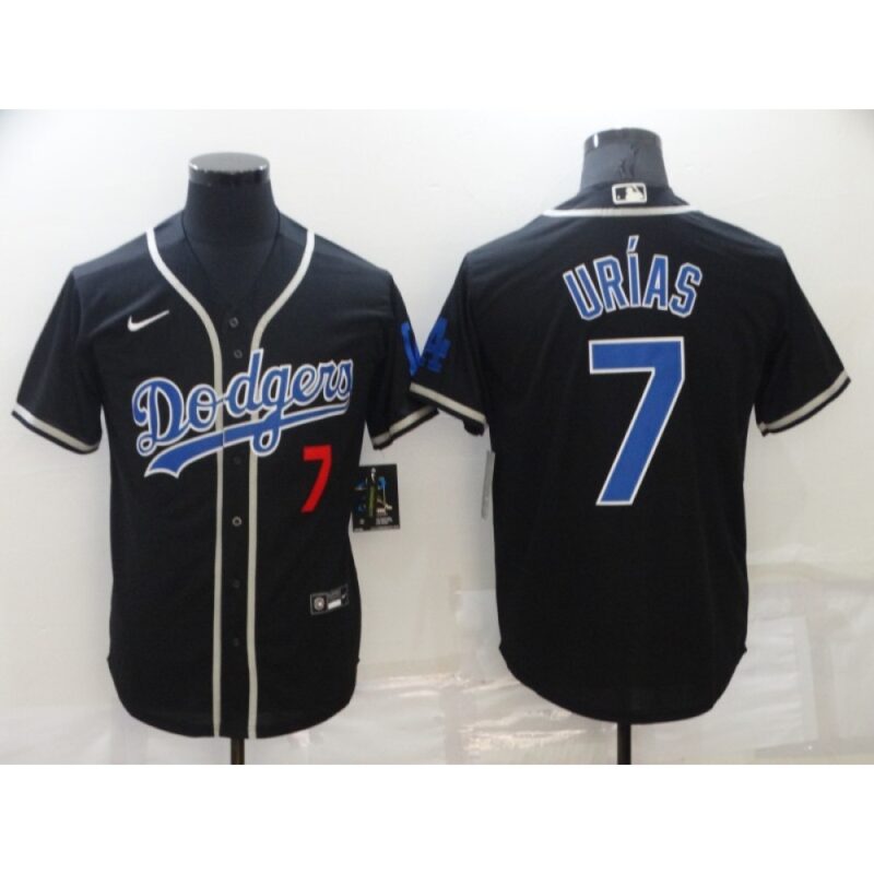 68634f06f32c5_1 Men's Los Angeles Dodgers #7 Julio Urias Black Cool Base Stitched Baseball Jersey