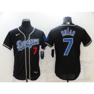 68634f0ad3eed_1 Men's Los Angeles Dodgers #7 Julio Urias Black Flex Base Sttiched Jersey