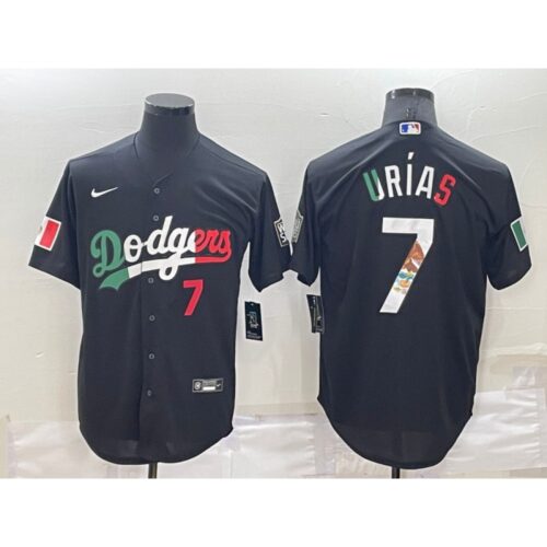68634f19028a5_1 Men's Los Angeles Dodgers #7 Julio Urias Black Mexico Cool Base Stitched Baseball Jersey