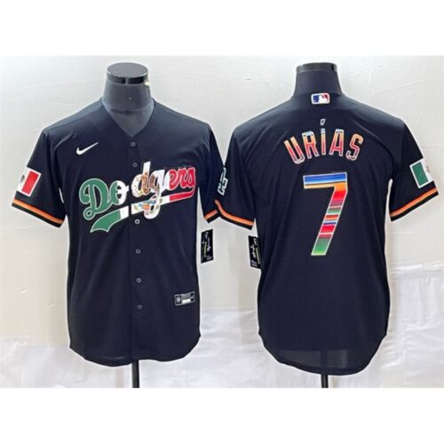 68634f2cad1f1_1 Men's Los Angeles Dodgers #7 Julio Urias Black Mexico Cool Base Stitched Jersey