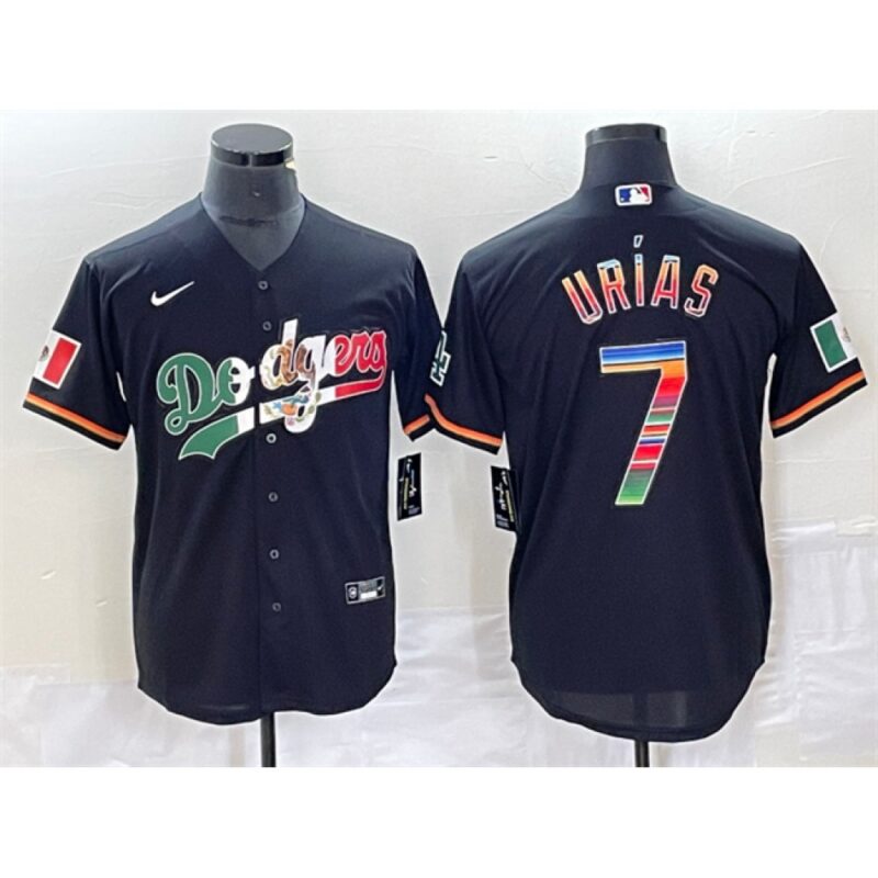 68634f2cad1f1_1 Men's Los Angeles Dodgers #7 Julio Urias Black Mexico Cool Base Stitched Jersey