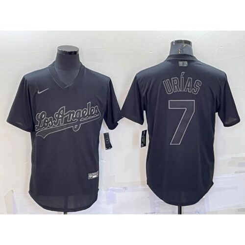 68634f2fdaff6_1 Men's Los Angeles Dodgers #7 Julio Urias Black Pitch Black Fashion Replica Stitched Jersey