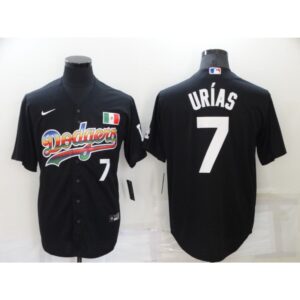 68634f337dadd_1 Men's Los Angeles Dodgers #7 Julio Urias Black Stitched Baseball Jersey
