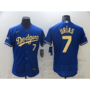 68634f3b89282_1 Men's Los Angeles Dodgers #7 Julio Urias Blue Gold 2020 World Series Flex Base Stitched Jersey