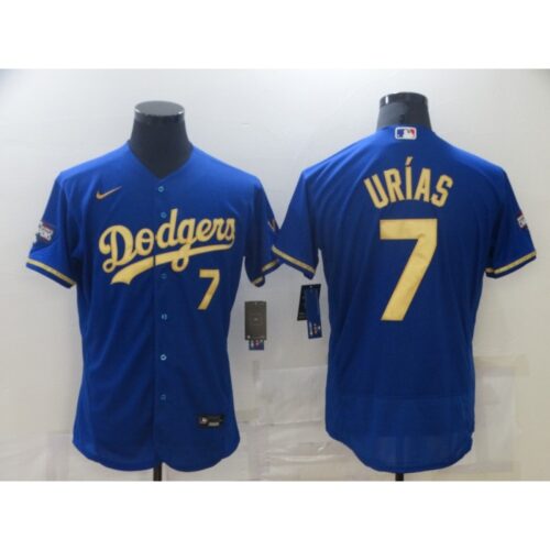 68634f3b89282_1 Men's Los Angeles Dodgers #7 Julio Urias Blue Gold 2020 World Series Flex Base Stitched Jersey