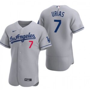 68634f6174e65_1 Men's Los Angeles Dodgers #7 Julio Urias Grey Flex base Stitched MLB Jersey