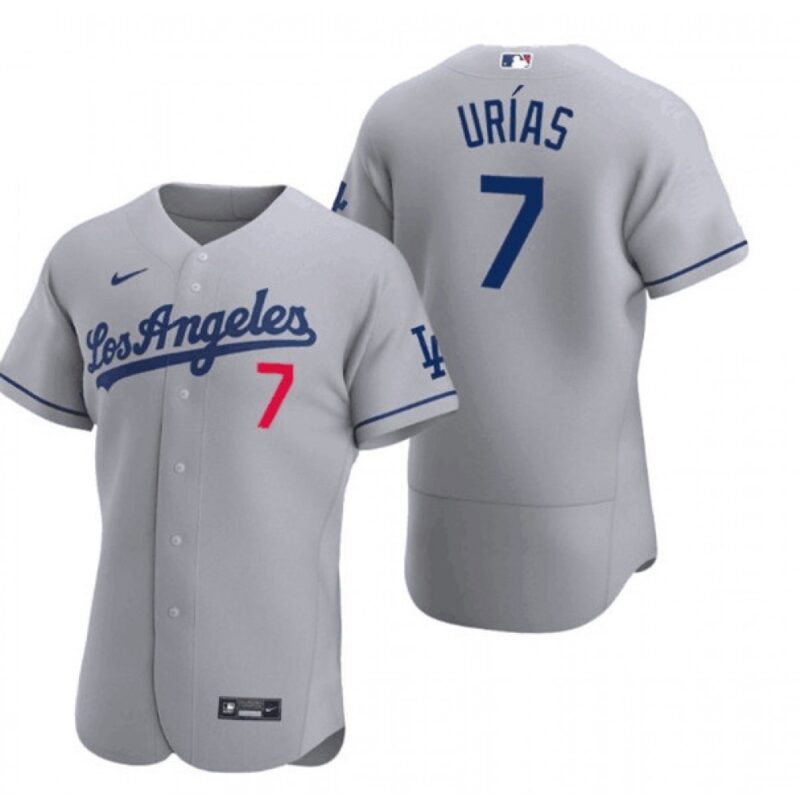 68634f6174e65_1 Men's Los Angeles Dodgers #7 Julio Urias Grey Flex base Stitched MLB Jersey
