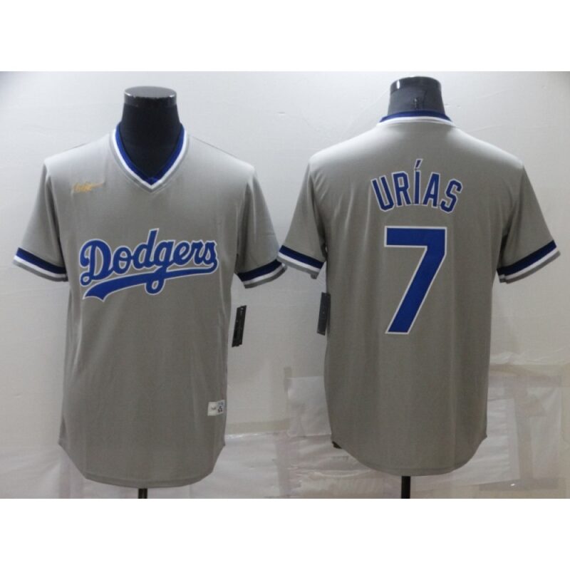 68634f6809b53_1 Men's Los Angeles Dodgers #7 Julio Urias Grey Stitched Baseball Jersey