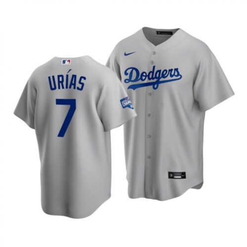 68634f6e8a48d_1 Men's Los Angeles Dodgers #7 Julio Urias Grey 2020 World Series Champions Home Patch Stitched Jersey