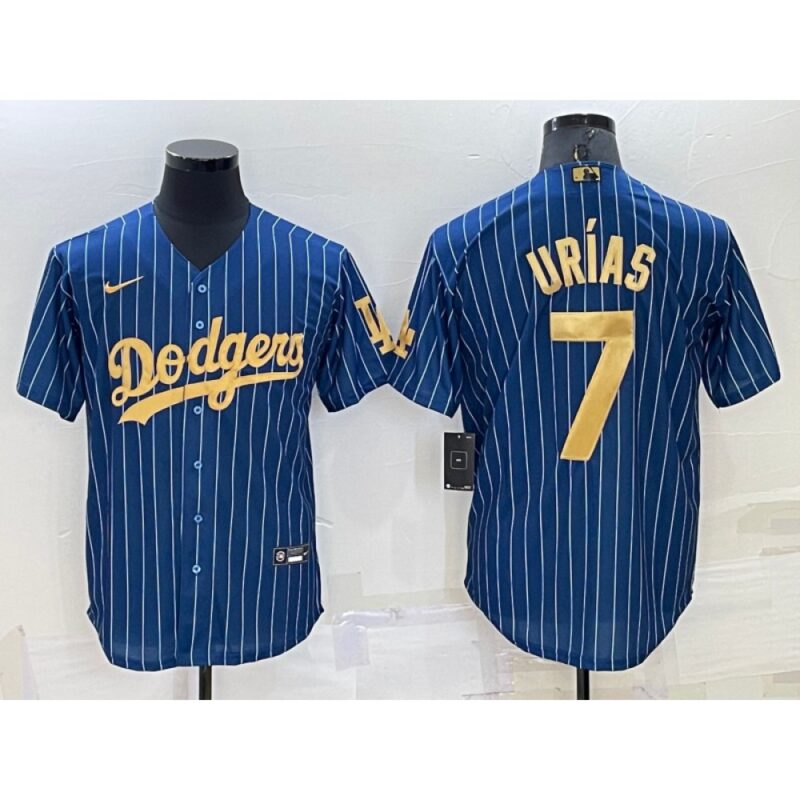68634f71dd94f_1 Men's Los Angeles Dodgers #7 Julio Urias Navy Gold Cool Base Stitched Baseball Jersey