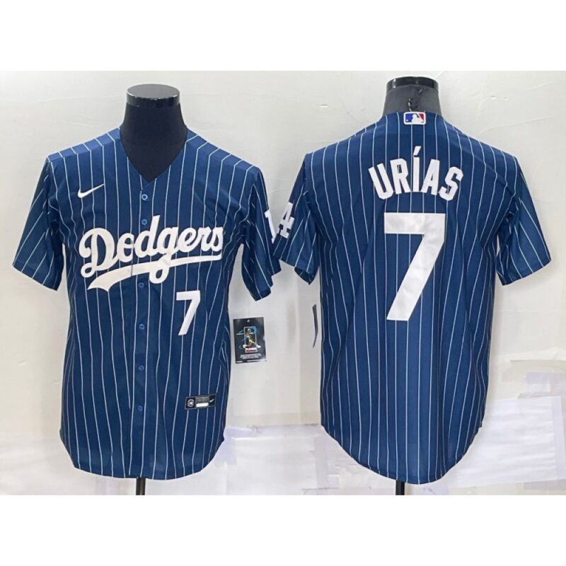 68634f8094d7e_1 Men's Los Angeles Dodgers #7 Julio Urias Navy Cool Base Stitched Baseball Jersey