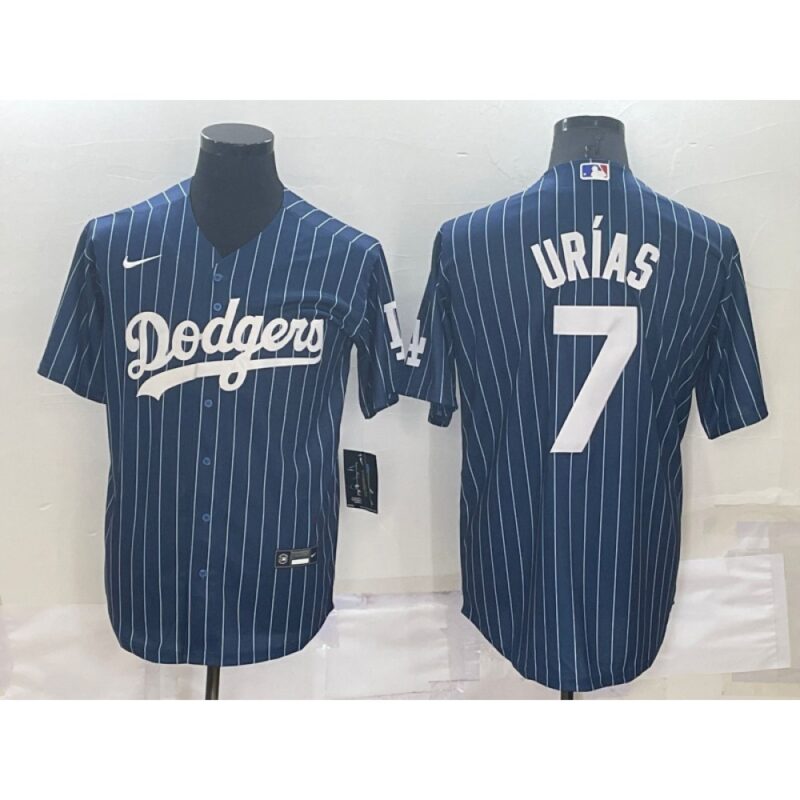 68634f83f053a_1 Men's Los Angeles Dodgers #7 Julio Urias Navy Cool Base Stitched Baseball Jersey