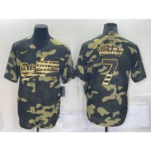 68634f914752c_1 Men's Los Angeles Dodgers #7 Julio Urias Olive Cool Base Stitched Baseball Jersey