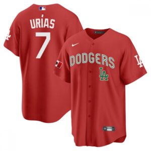68634f98a19ba_1 Men's Los Angeles Dodgers #7 Julio Urias 2021 Mexican Heritage Red Stitched Baseball Jersey