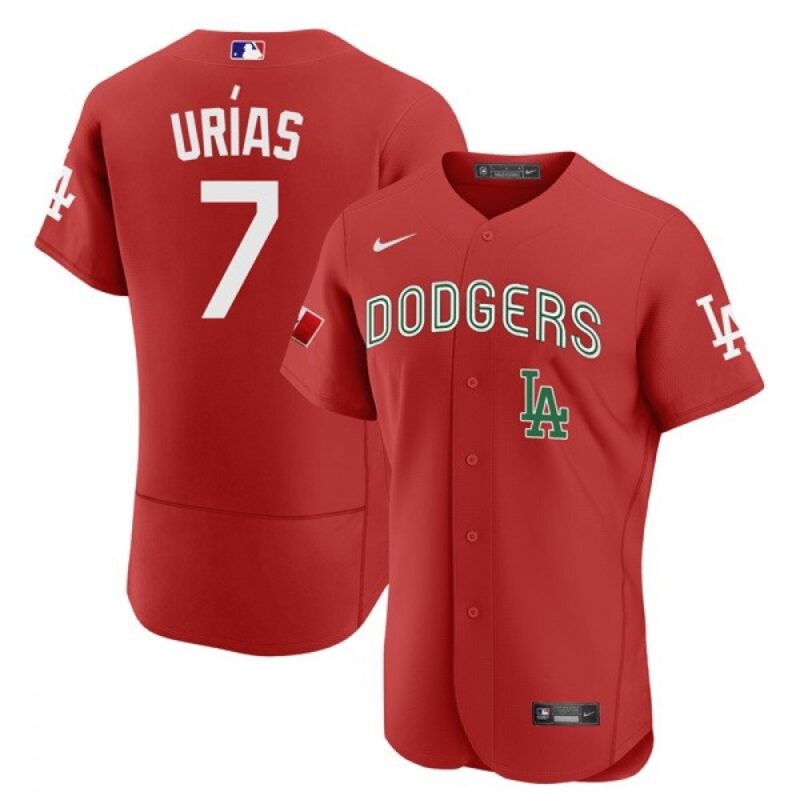 68634f9c0849c_1 Men's Los Angeles Dodgers #7 Julio Urias 2021 Mexican Heritage Red Flex Base Stitched Baseball Jersey
