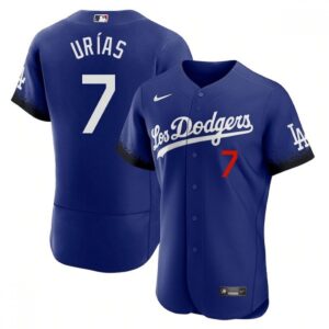 68634fa9729c8_1 Men's Los Angeles Dodgers #7 Julio Urias 2021 Royal City Connect Flex Base Stitched Baseball Jersey