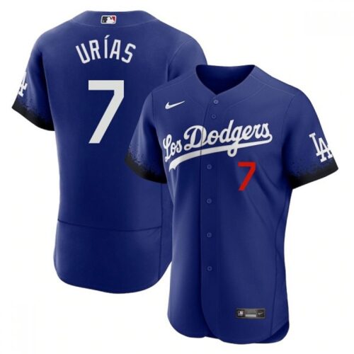 68634fa9729c8_1 Men's Los Angeles Dodgers #7 Julio Urias 2021 Royal City Connect Flex Base Stitched Baseball Jersey