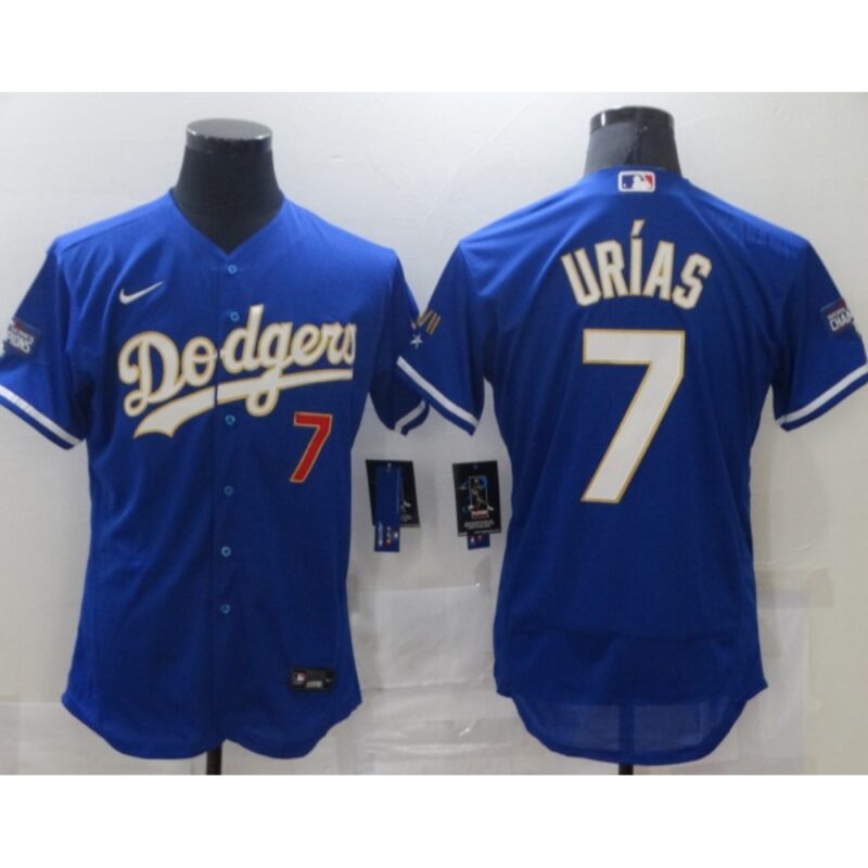 68634facc213c_1 Men's Los Angeles Dodgers #7 Julio Urias Royal Blue Championship Flex Base Sttiched MLB Jersey