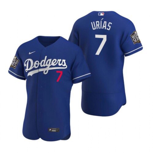 68634fbd7142f_1 Men's Los Angeles Dodgers #7 Julio Urias Royal 2020 World Series Flex Base Sttiched Jersey