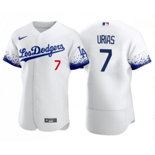 68634fc732c02_1 Men's Los Angeles Dodgers #7 Julio Urias 2021 White City Connect Flex Base Stitched Baseball Jersey