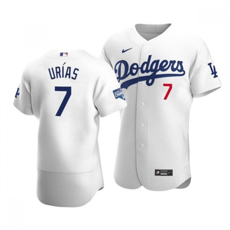 68634fe6dc298_1 Men's Los Angeles Dodgers #7 Julio Urias 2020 White World Series Champions Patch Flex Base Sttiched Jersey