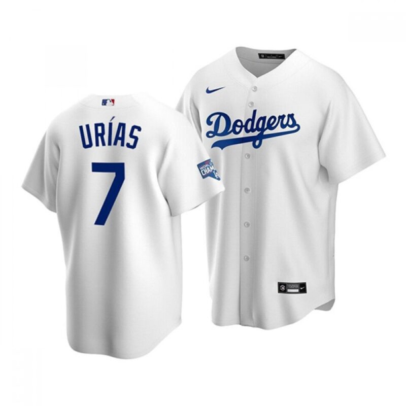 68634fea294b8_1 Men's Los Angeles Dodgers #7 Julio Urias White 2020 World Series Champions Home Patch Stitched Jersey