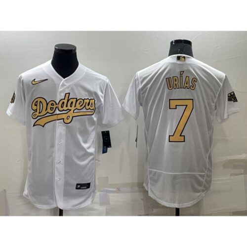 68634fed58bdc_1 Men's Los Angeles Dodgers #7 Julio Urias 2022 All-Star White Flex Base Stitched Baseball Jersey