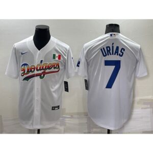 686350003d471_1 Men's Los Angeles Dodgers #7 Julio Urias White Cool Base Stitched Baseball Jersey