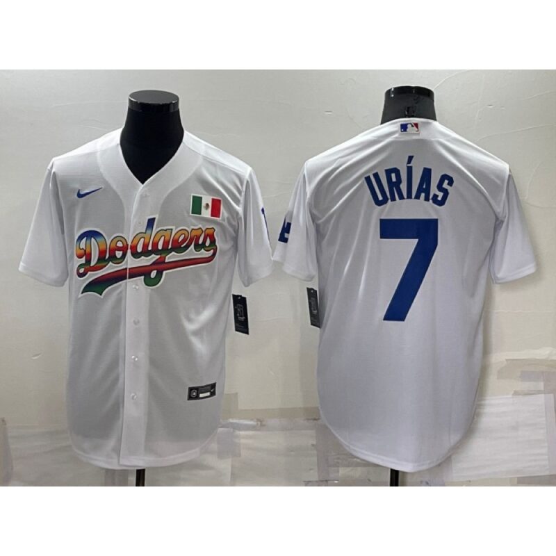 686350003d471_1 Men's Los Angeles Dodgers #7 Julio Urias White Cool Base Stitched Baseball Jersey