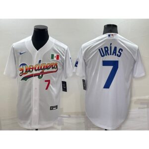 68635003628c1_1 Men's Los Angeles Dodgers #7 Julio Urias White Cool Base Stitched Baseball Jersey