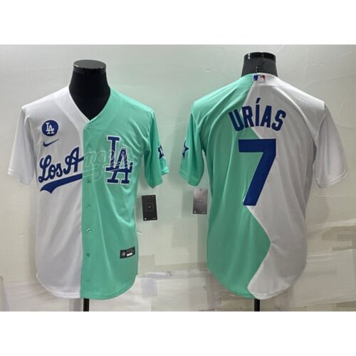 6863500cee893_1 Men's Los Angeles Dodgers #7 Julio Urias 2022 All-Star White/Green Cool Base Stitched Baseball Jersey