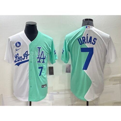 686350102f9e3_1 Men's Los Angeles Dodgers #7 Julio Urias 2022 All-Star White/Green Cool Base Stitched Baseball Jersey