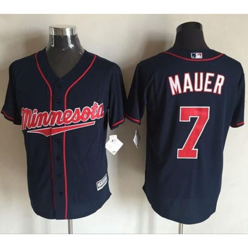 686350465f4b5_1 Twins #7 Joe Mauer Navy Blue New Cool Base Stitched MLB Jersey