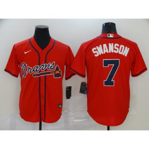 686350fe31413_1 Men's Atlanta Braves #7 Dansby Swanson Red Cool Base Stitched MLB Jersey