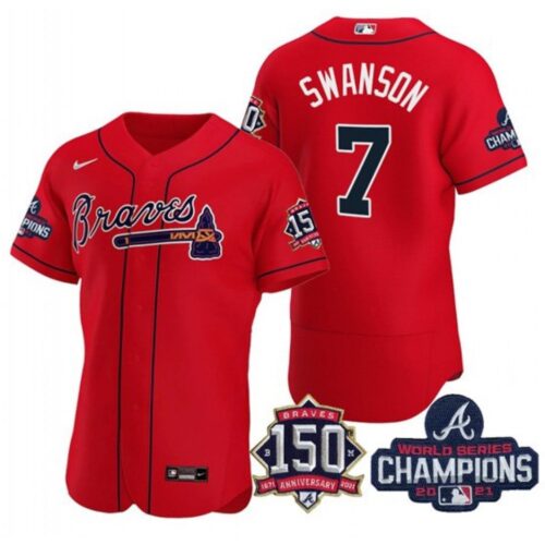 68635107dab50_1 Men's Atlanta Braves #7 Dansby Swanson 2021 Red World Series Champions With 150th Anniversary Flex Base Stitched Jersey