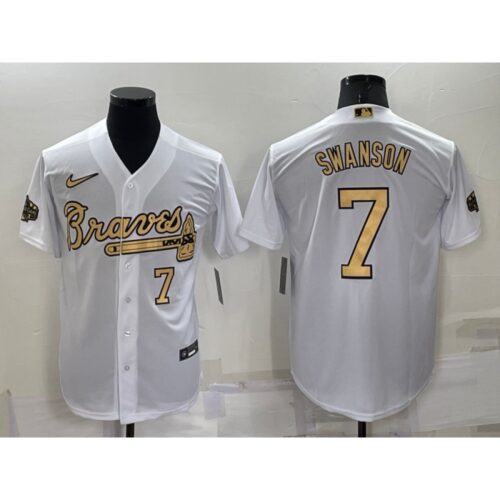 68635125061c9_1 Men's Atlanta Braves #7 Dansby Swanson 2022 All-Star White Cool Base Stitched Baseball Jersey