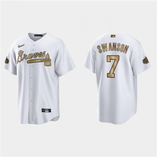 6863512b615ea_1 Men's Atlanta Braves #7 Dansby Swanson 2022 All-Star White Cool Base Stitched Baseball Jersey