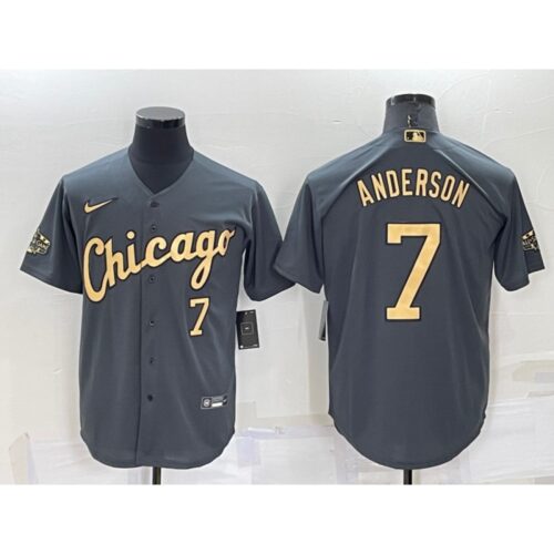 68635155507d2_1 Men's Chicago White Sox #7 Tim Anderson 2022 All-Star Charcoal Cool Base Stitched Baseball Jersey