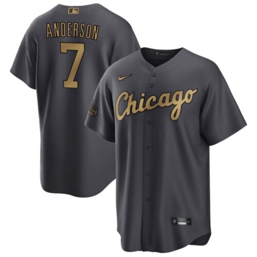 686351588f32a_1 Men's Chicago White Sox #7 Tim Anderson 2022 All-Star Charcoal Cool Base Stitched Baseball Jersey
