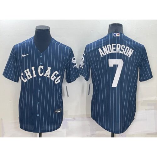 6863516f15dee_1 Men's Chicago White Sox #7 Tim Anderson Navy Cool Base Stitched Jersey