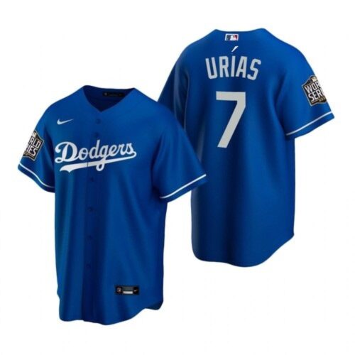 6863519b61821_1 Men's Los Angeles Dodgers White #7 Julio Urias Royal 2020 World Series Stitched Jersey